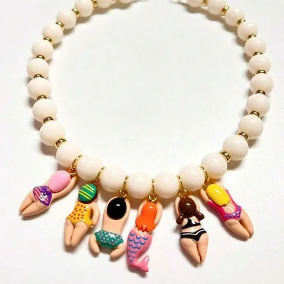 New! Zara Swim Summer Beaded Charm Necklace (3049) NWOT - Picture 2 of 3